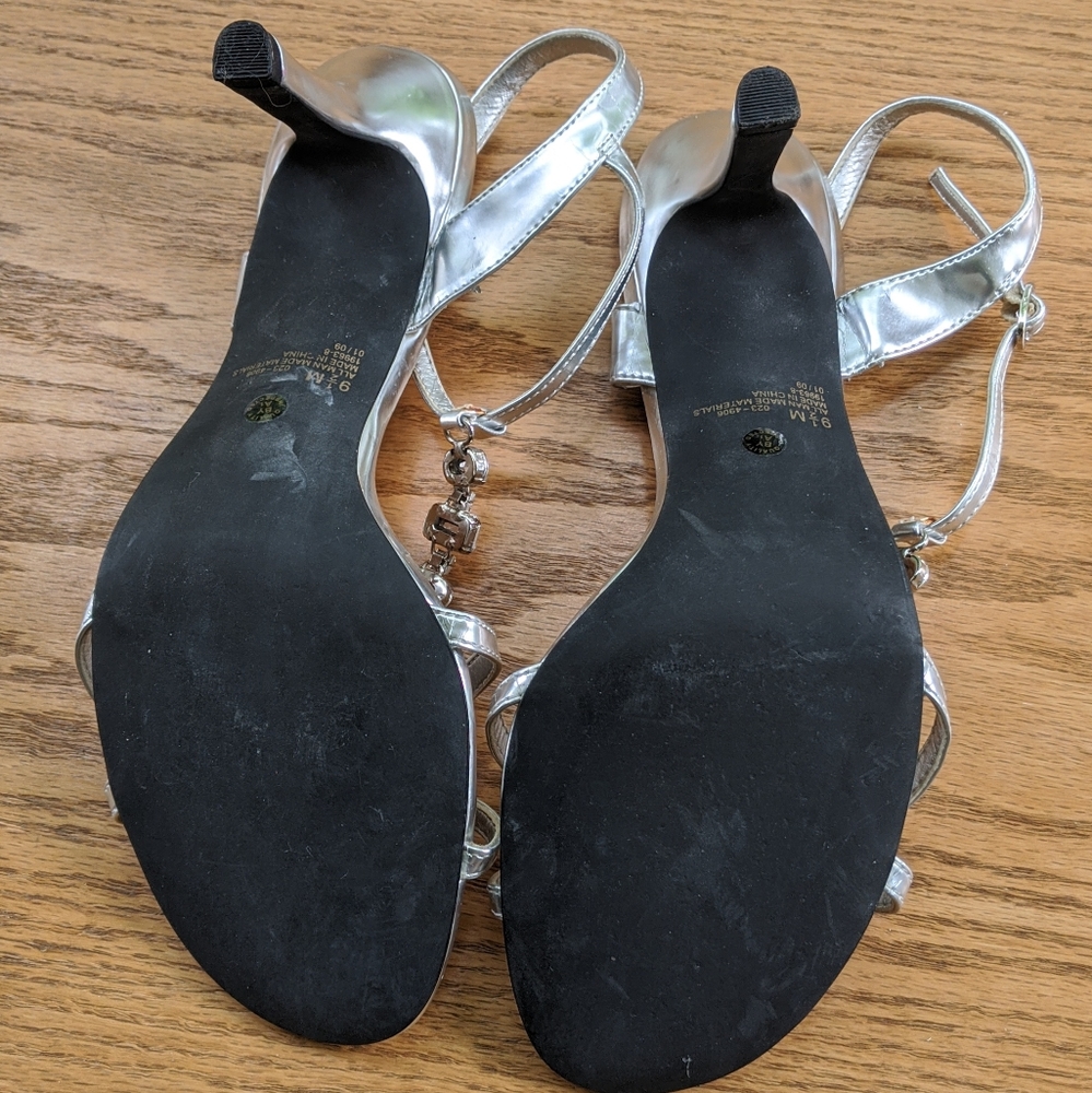 Silver Crystal open toe heal sandal shoe - Picture 4 of 5
